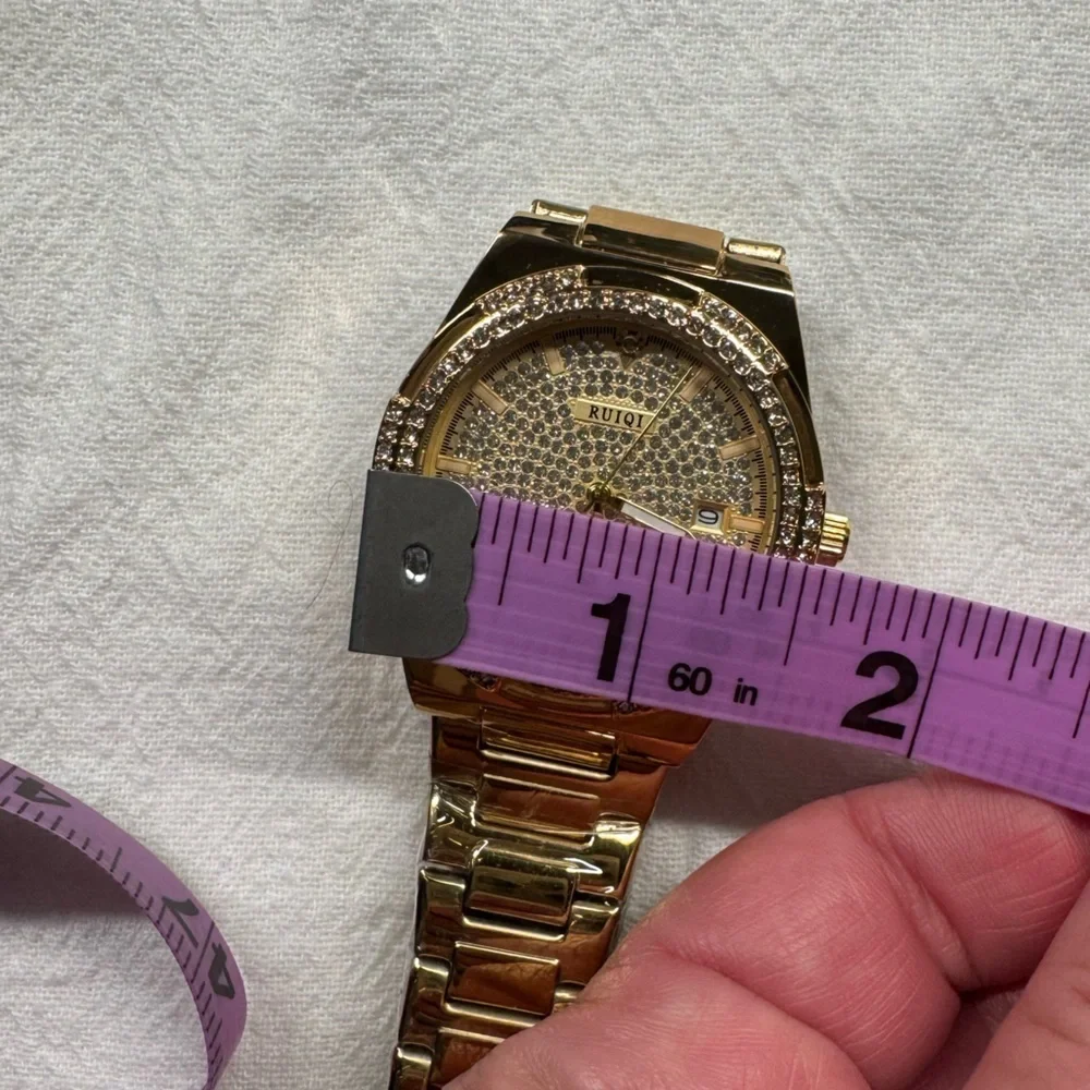 RUIQI Unisex Elegant Mechanical Watch - Full Golden Dial, Luminous Hands, NEW
